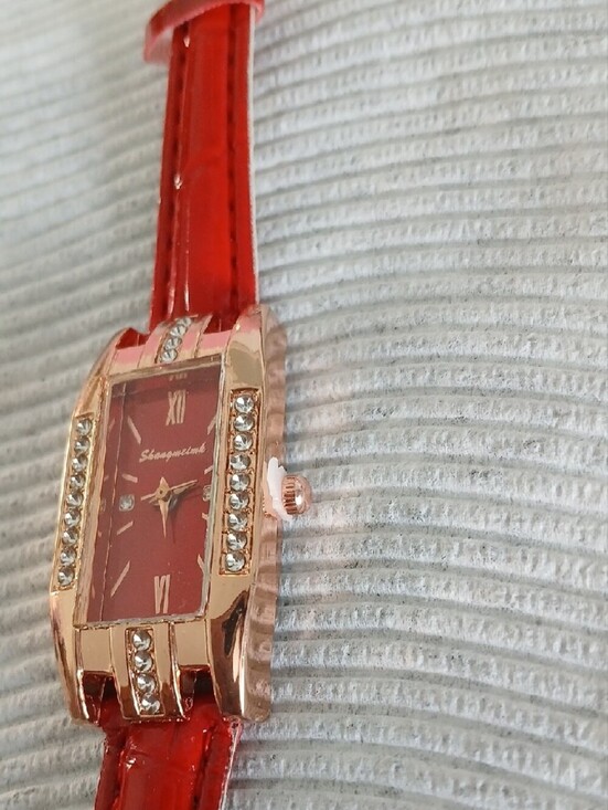 Women’s Red Crystal Accent Wristwatch - Elegant Dress Watch main image 4